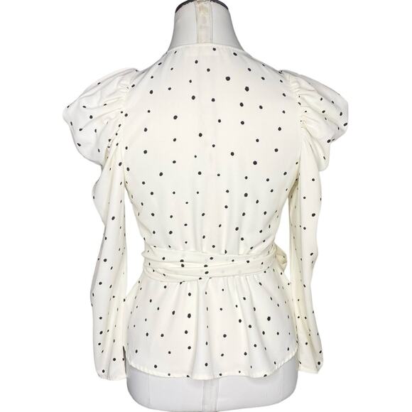 ASTR the Label Puff Sleeve Floral Wrap Top size Small - Picture 3 of 10